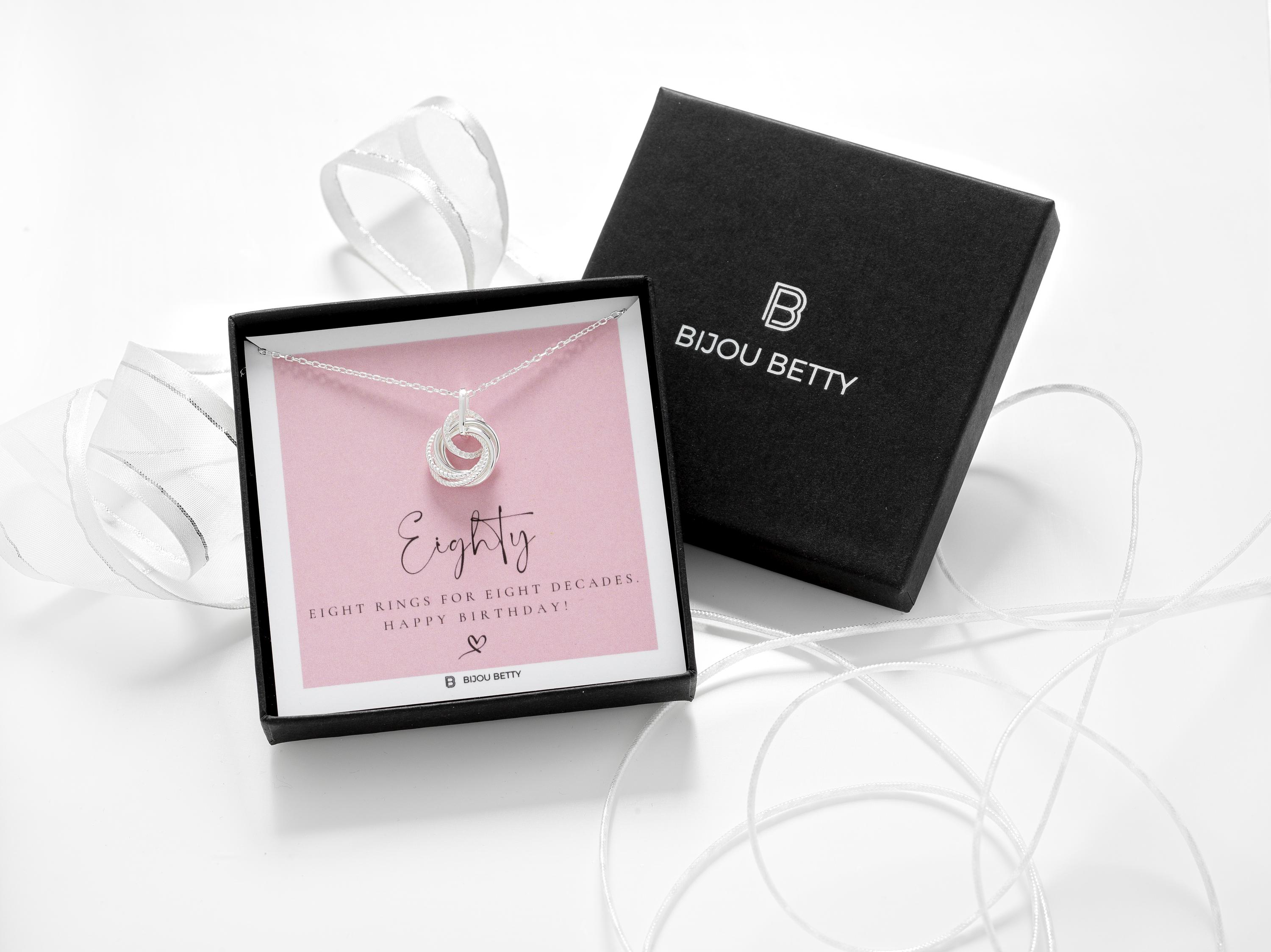 Silver Eight 80th Birthday Sterling Silver Eight - Ring Decades Necklace – Gift ...