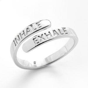 Inhale Exhale Solid Silver Adjustable Ring