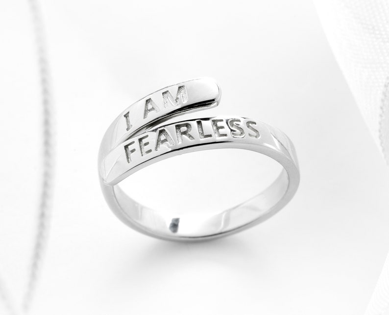 Sterling Silver Affirmation Ring I Am Strong Ring Adjustable Etsy