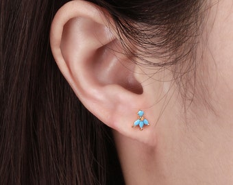 Sterling Silver TINY 8x10mm Turquoise chip Blue Frog Toad Studs Stud Earrings Sterling Silver TINY 8x10mm Turquoise chip Blue Frog Toad Studs Stud Earrings