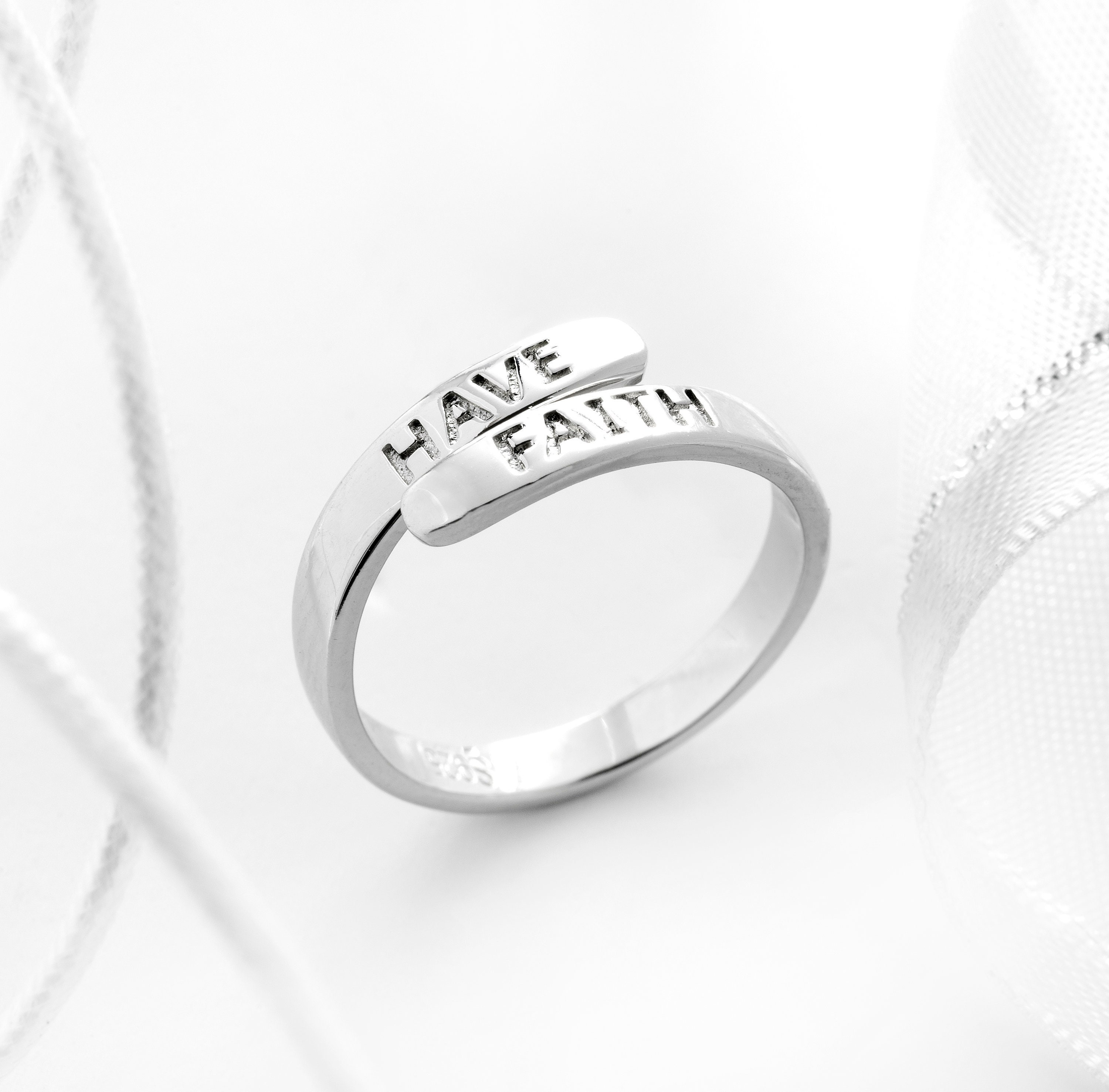 HAVE FAITH Adjustable Ring Affirmation Ring Silver Engraved Etsy UK