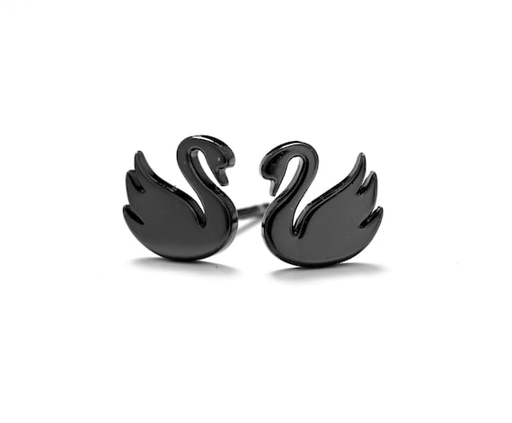 Black 2024 swan earrings