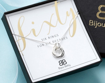 60th Birthday Silver Necklace, 60th Birthday Gift, 60th Gift For Her, 60th Birthday For Daughter,  60th For Friend, 60th Jewellery, 60 Gift