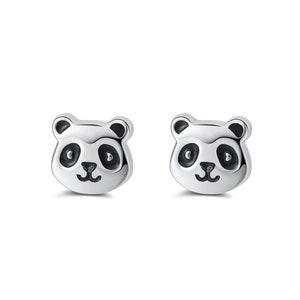 Panda Stud Earrings In Sterling Silver, Silver Panda Earrings, Tiny Panda Studs, Silver Animal Studs, Nature Inspired, Fun Quirky Earrings