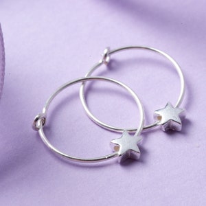 Sterling Silver Star Hoop Earrings Gift