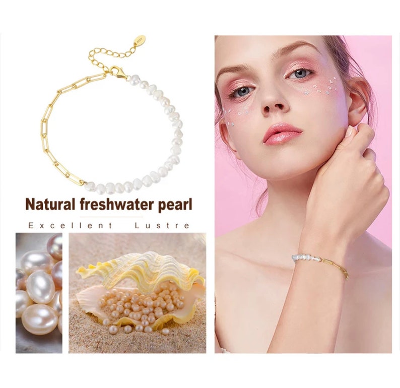 18K Gold Plated Natural Freshwater Pearl Bracelet Pearl and Etsy UK