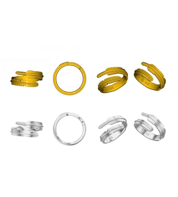 Sterling Feather Ring, Adjustable Feather Ring, Bird Feather