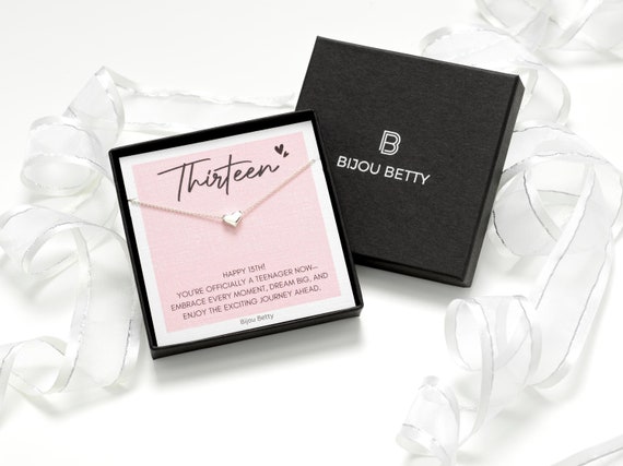 13th Birthday Sterling Silver Heart Necklace Gift