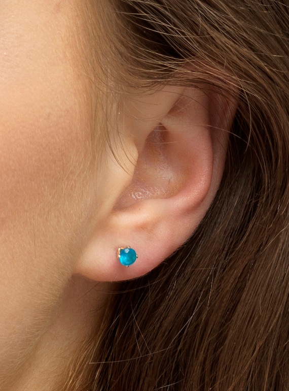 Neon Apatite Triangle Earrings