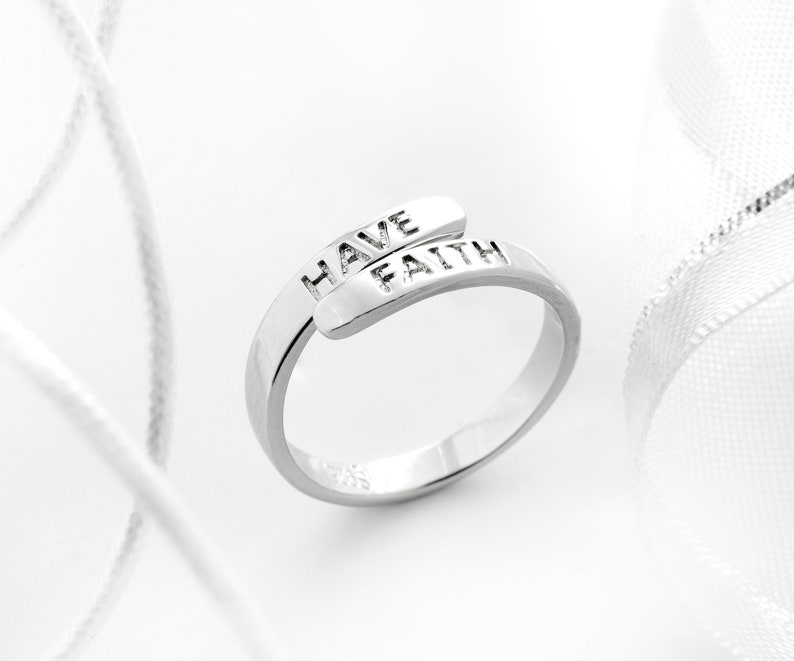 HAVE FAITH Adjustable Ring Affirmation Ring Silver Engraved Etsy UK