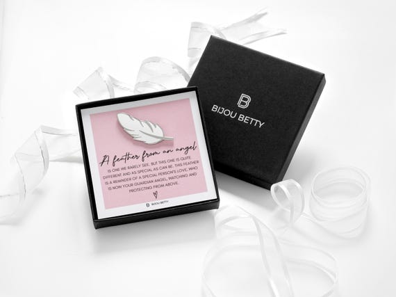 Sympathy Gift Enamel Feather Pin Memorial Keepsake Bereavement