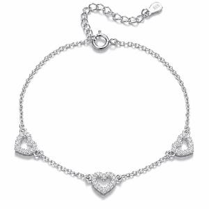 30th birthday silver 3 heart bracelet