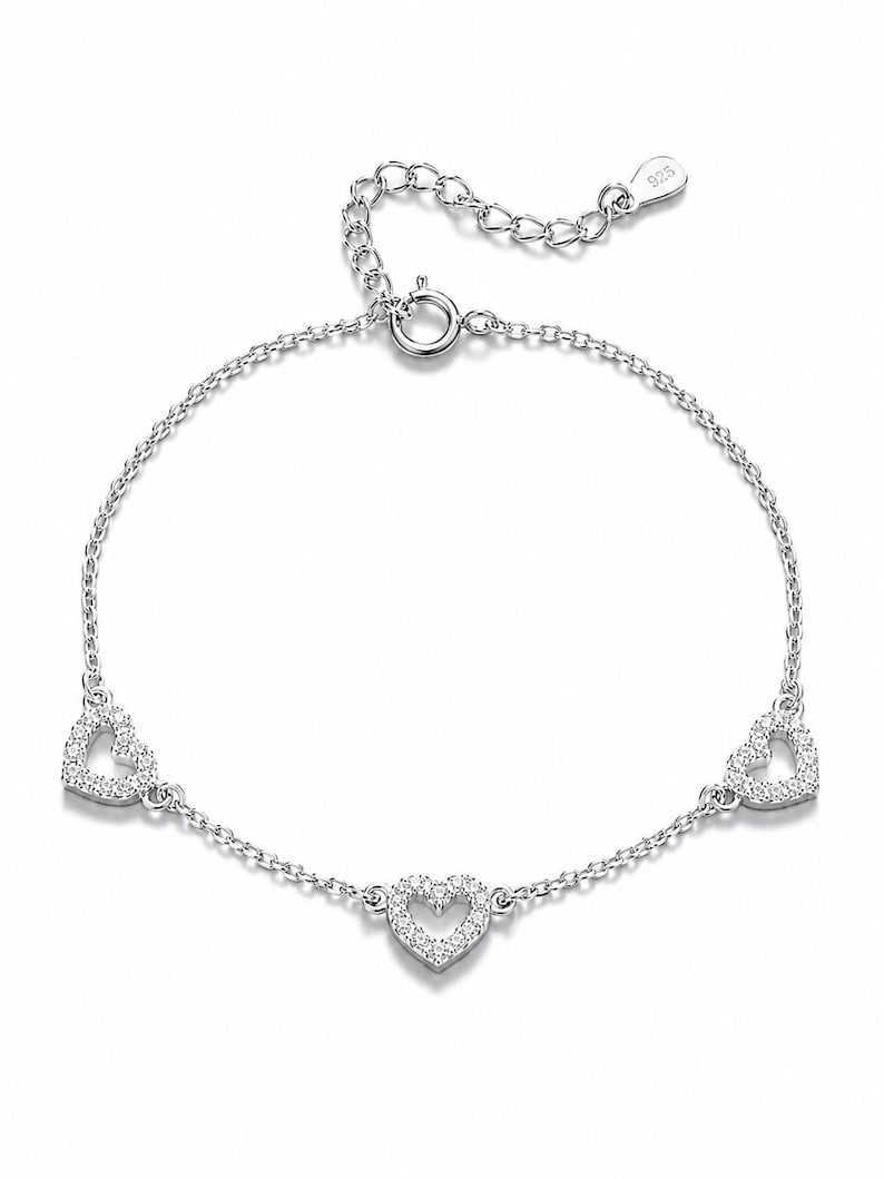 30th birthday silver 3 heart bracelet