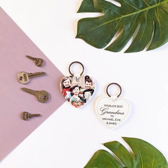 Double Sided Photo Heart Key Ring Photo Keyring Personalised Etsy