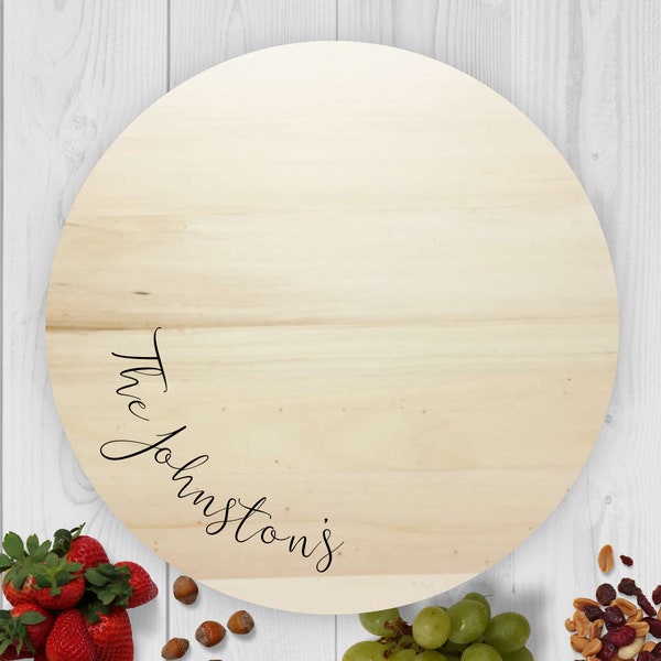 Personalised Lazy Susan - Curved Text, UV Printed, Wood Serving Board, Custom Wedding Gift