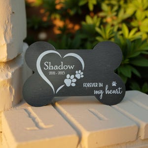 Pet Bone Shaped Slate Memorial Plaque