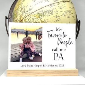 Favourite People - Freestanding Clear Acrylic Sign, Personalised Desk Sign, Unique Father's Day Plaques, Photo gift