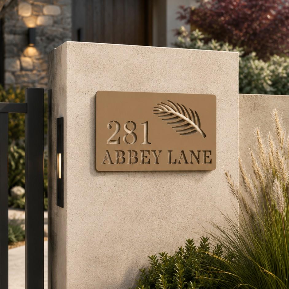 3D Leaf Cutout Address Sign, House Number Sign, Letterbox Sign ...