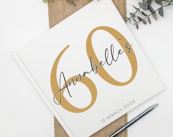 Birthday Guest book - Gold number, Birthday sign in book, custom guest book, instant photo booth book Square, Guest Book