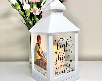 Memorial Lantern with Photo and Quote | Sympathy gift | Bereavement Gift