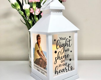 Memorial Lantern with Photo and Quote | Sympathy gift | Bereavement Gift