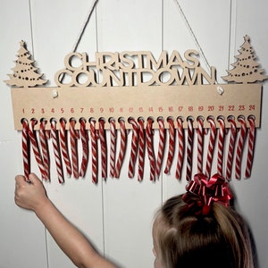 Christmas Countdown, Advent Calendar, Reusable advent, Candy Cane Christmas Calendar