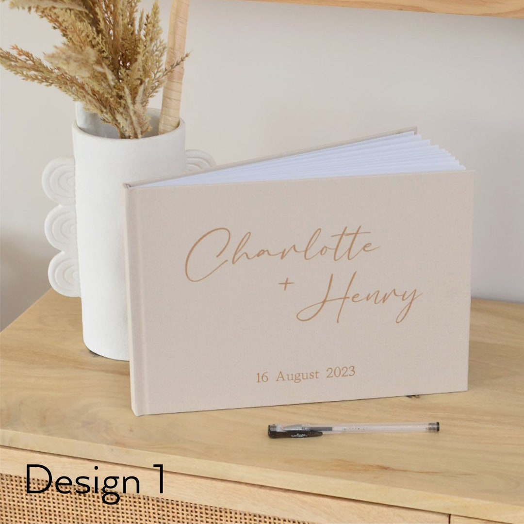 Linen Cover Wedding Guest Book, Wedding Sign in Book, Custom Guest Book, Wedding Instant Photo