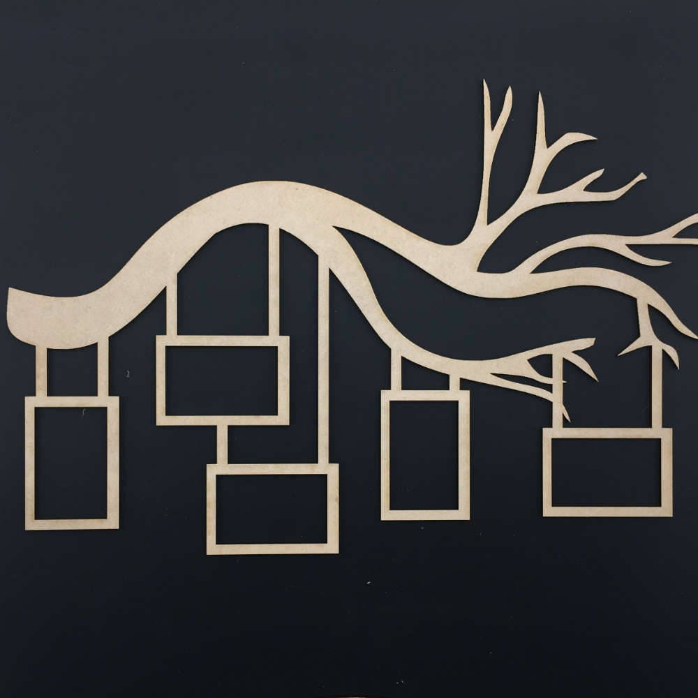 Laser Cut Wooden Family Tree With Picture Frames Tree Photo Etsy