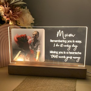 Illuminated Memorial Plaque - Missing You Is Easy, Personalised Memorial Photo Plaque, Memorial Photo Gifts