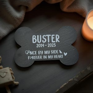 Pet Bone Shaped Slate Memorial Plaque - Forever in My Heart