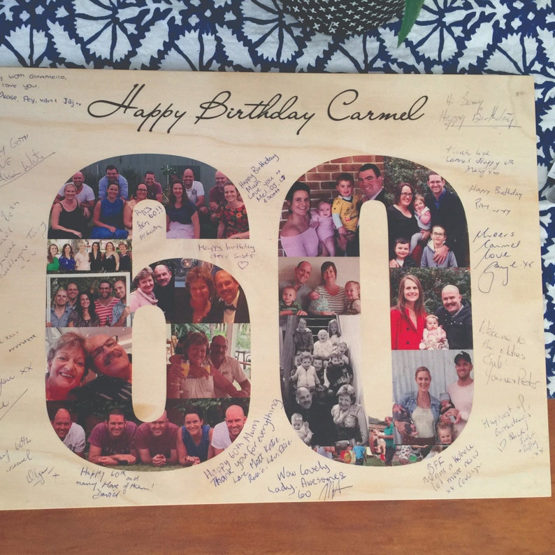 Birthday Signature Board Guest Signing Board 60th Birthday Etsy