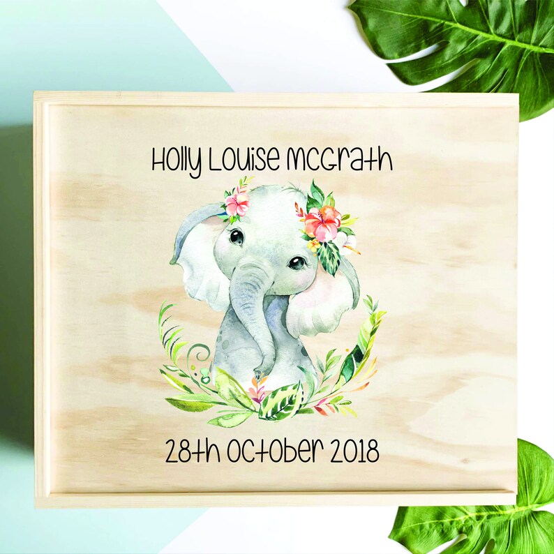 Personalised Baby Elephant Memory Box Custom Keepsake Boxes Etsy
