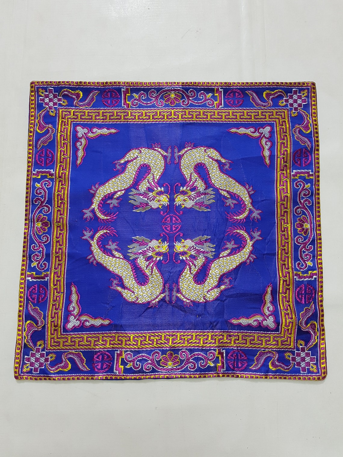 Chinese Silk Dragon Brocade Embroidered Wall Hanging 44x44cm | Etsy