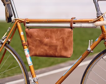 Bicycle frame bag, bicycle leather bag, tool bag, ipad bag, messenger bag, bicycle bag, bike bag, leather bag, bag for bike, hand bag