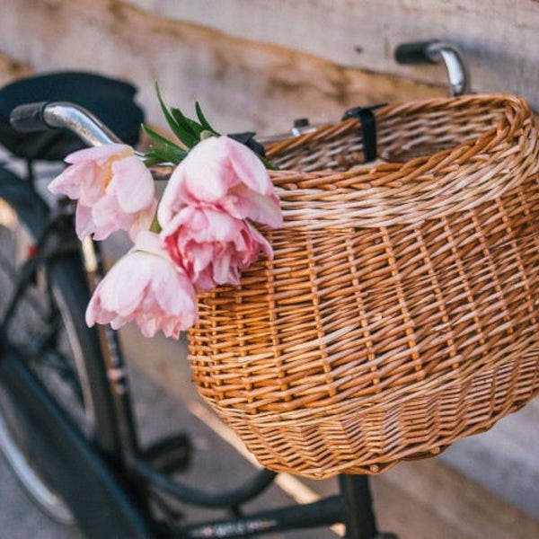 Handcrafted bicycle basket, Wicker bike baskets, Front bike basket, Dog bike basket, Bike basket, Basket for bike, pet basket for bike