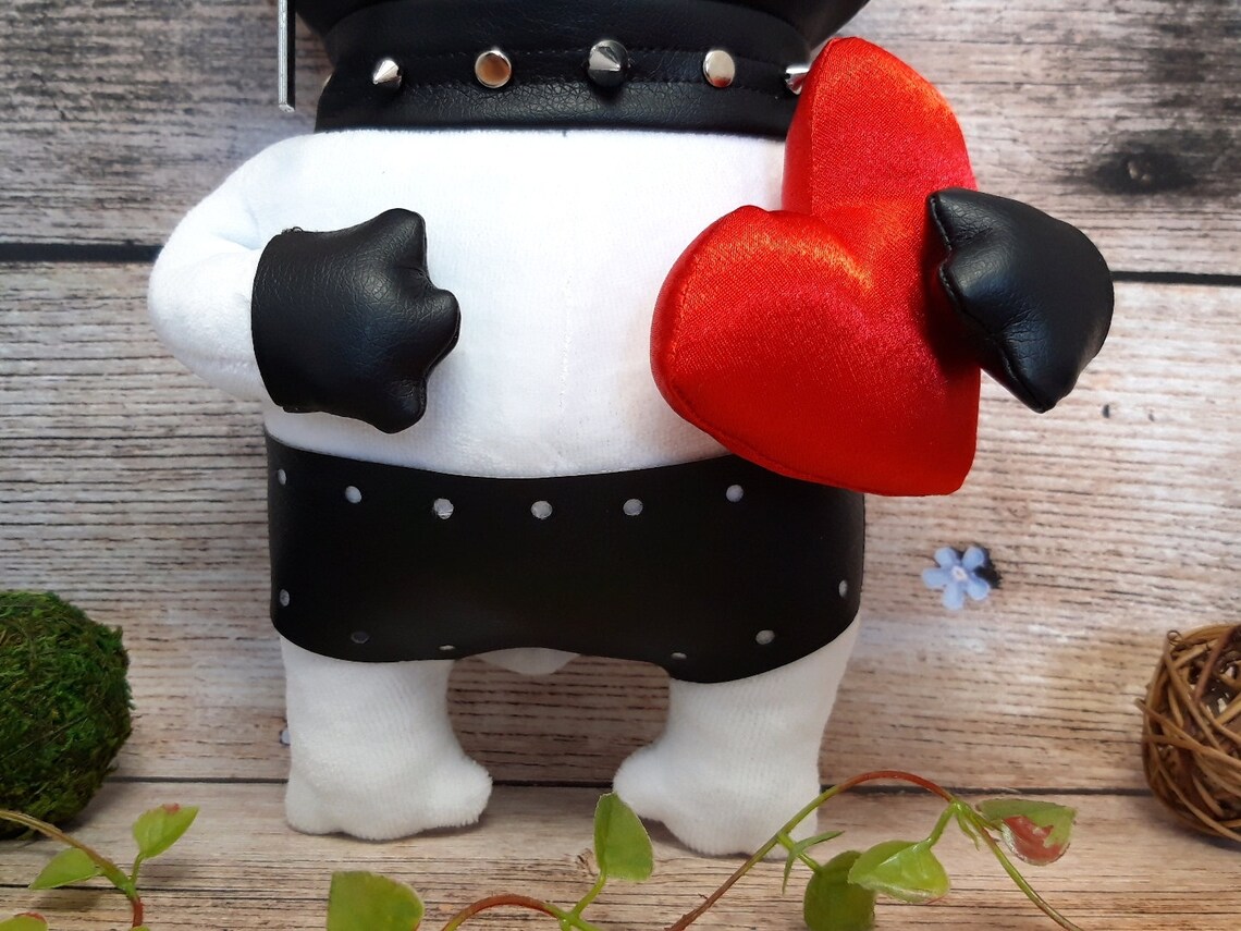 Plush bunny bdsm stuffed toy in submissive leather clothing | Etsy
