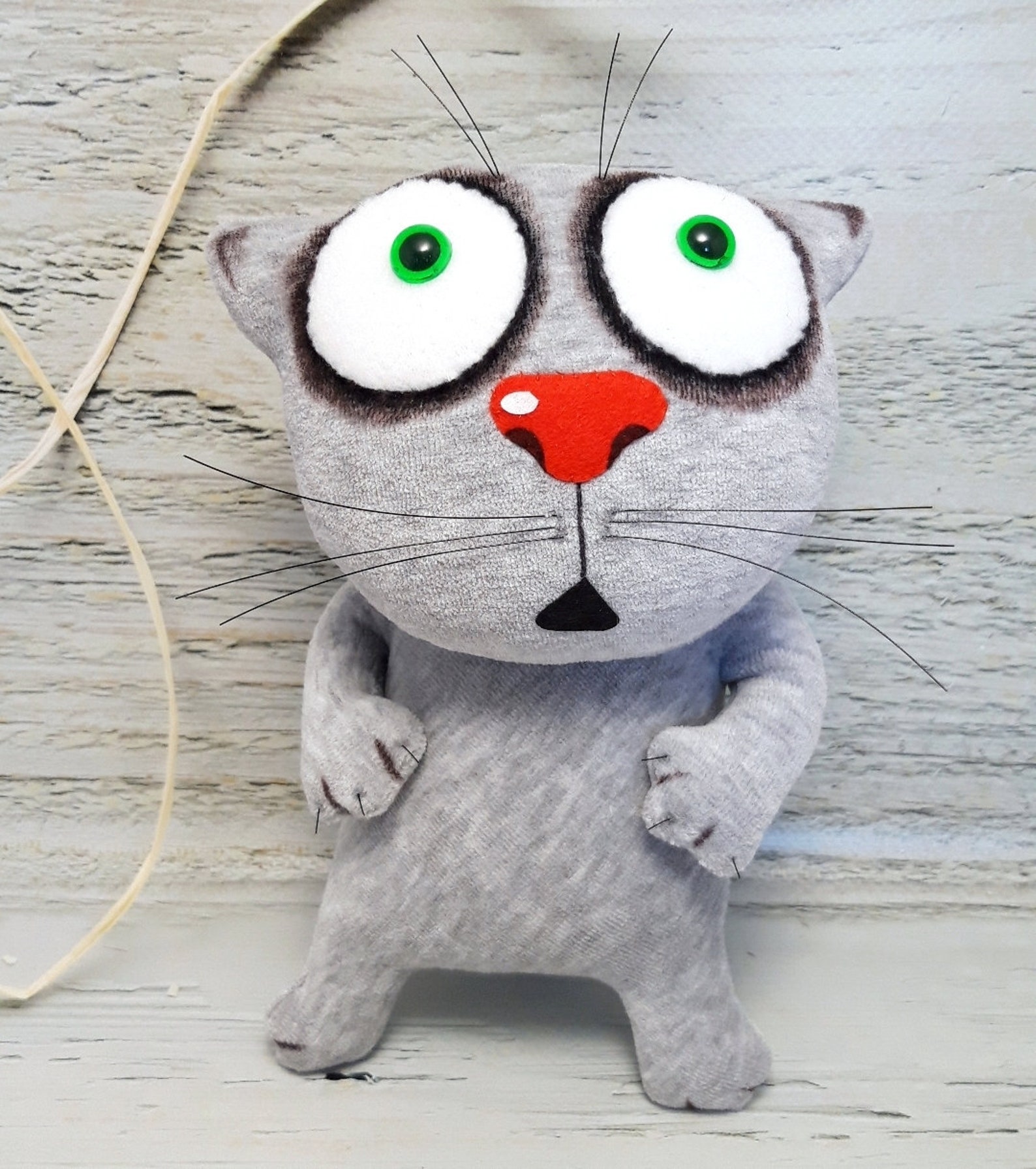Plush Stuffed Gray Cat Soft Toy Textile Cat Lover Gift Etsy