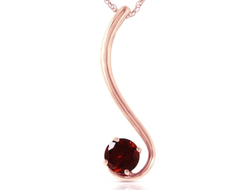 14k Solid Gold Natural Garnet Pendant Necklace