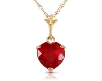 14k Solid Gold Ruby Pendant Necklace