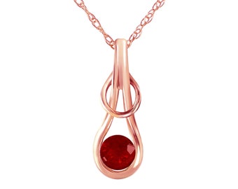 14k Solid Gold Ruby Pendant Necklace