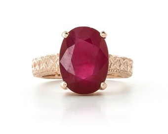 14k Solid Gold Ruby Ring/ Statement Ring/ Engagement Ring/ Solitaire Ruby Ring/July Birthstone