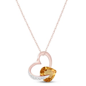 14k Solid Gold Natural Citrine Pendant Necklace, November Birthstone image 4