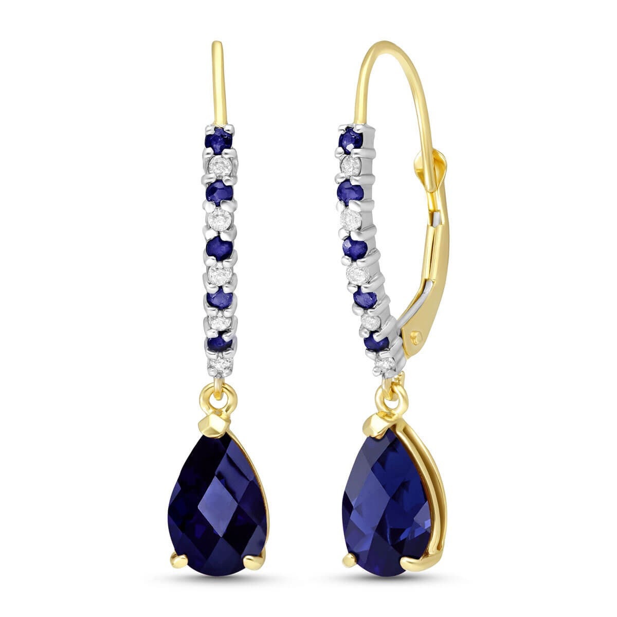 14k Solid Gold Natural Sapphire & Diamond Earrings - Etsy