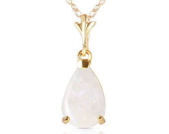 14k Solid Gold Opal Pendant Necklace