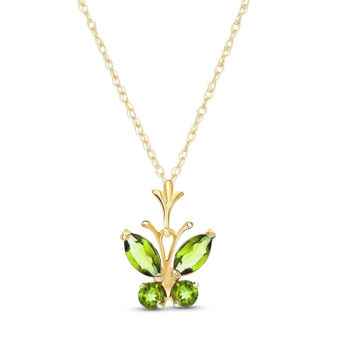 Peridot Butterfly Necklace - 14K Yellow Gold |JewelsForMe