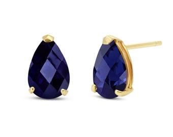 14k Gold Sapphire Stud Earrings