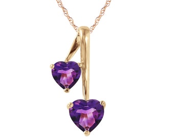 14k Solid Gold Natural Amethyst Heart Pendant, 14k Amethyst Necklace, Purple Amethyst Necklace, February Birthstone