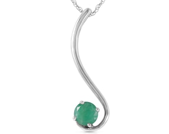 14k Solid Gold Emerald Pendant Necklace