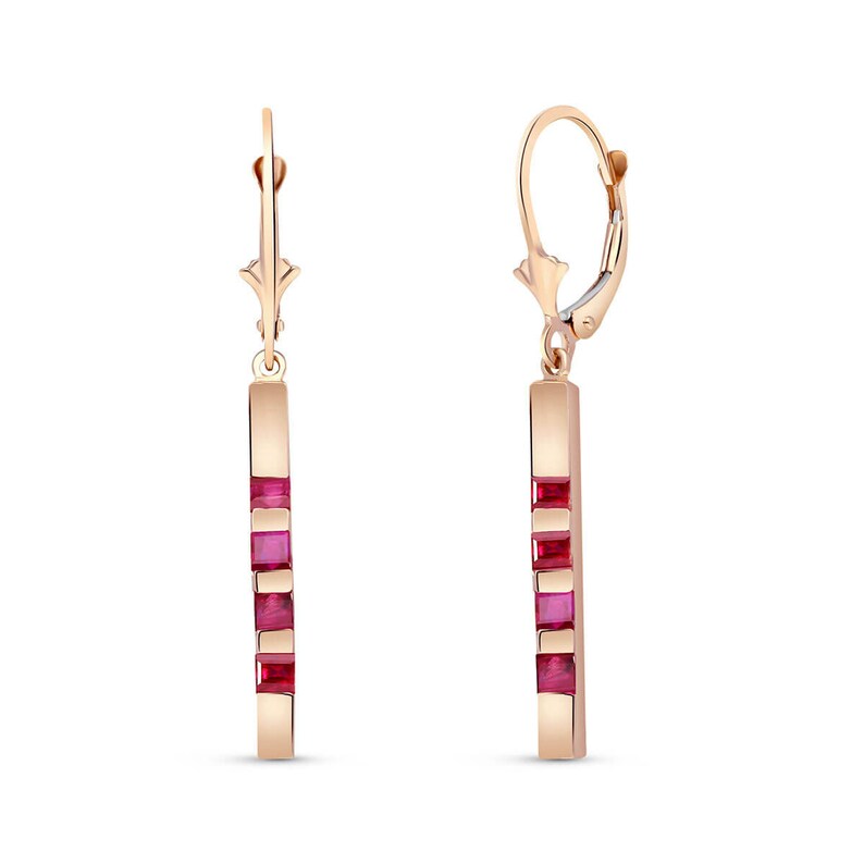 14k Solid Gold Ruby Drop Earrings - Etsy UK