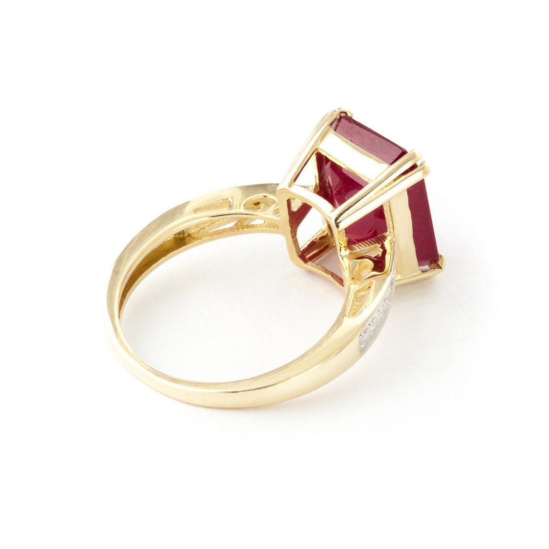 14k Solid Gold Octagon Cut Ruby & Diamond Ring - Etsy